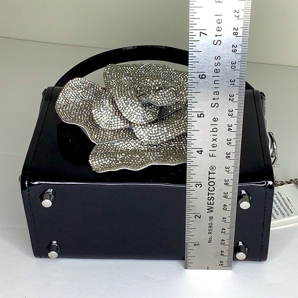 Urban Expressions Black and Silver Rose Floral Bag Wedding Guest - Picture 6 of 9